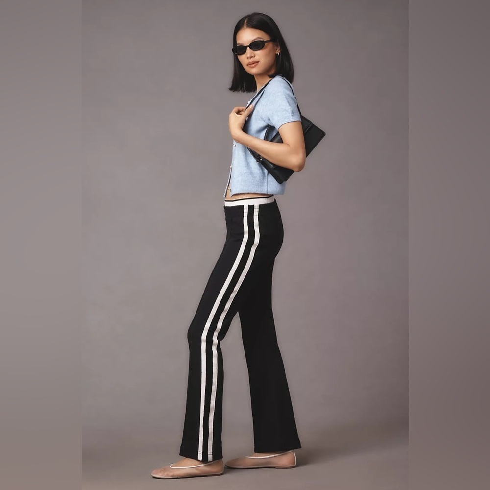 NWT! Anthropologie Black/White Maeve Pull-On Track Pants  🕶️
